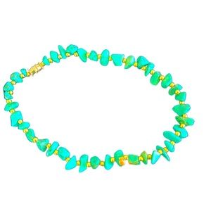 Ankle Bracelet  Turquoise and silver bead  11"